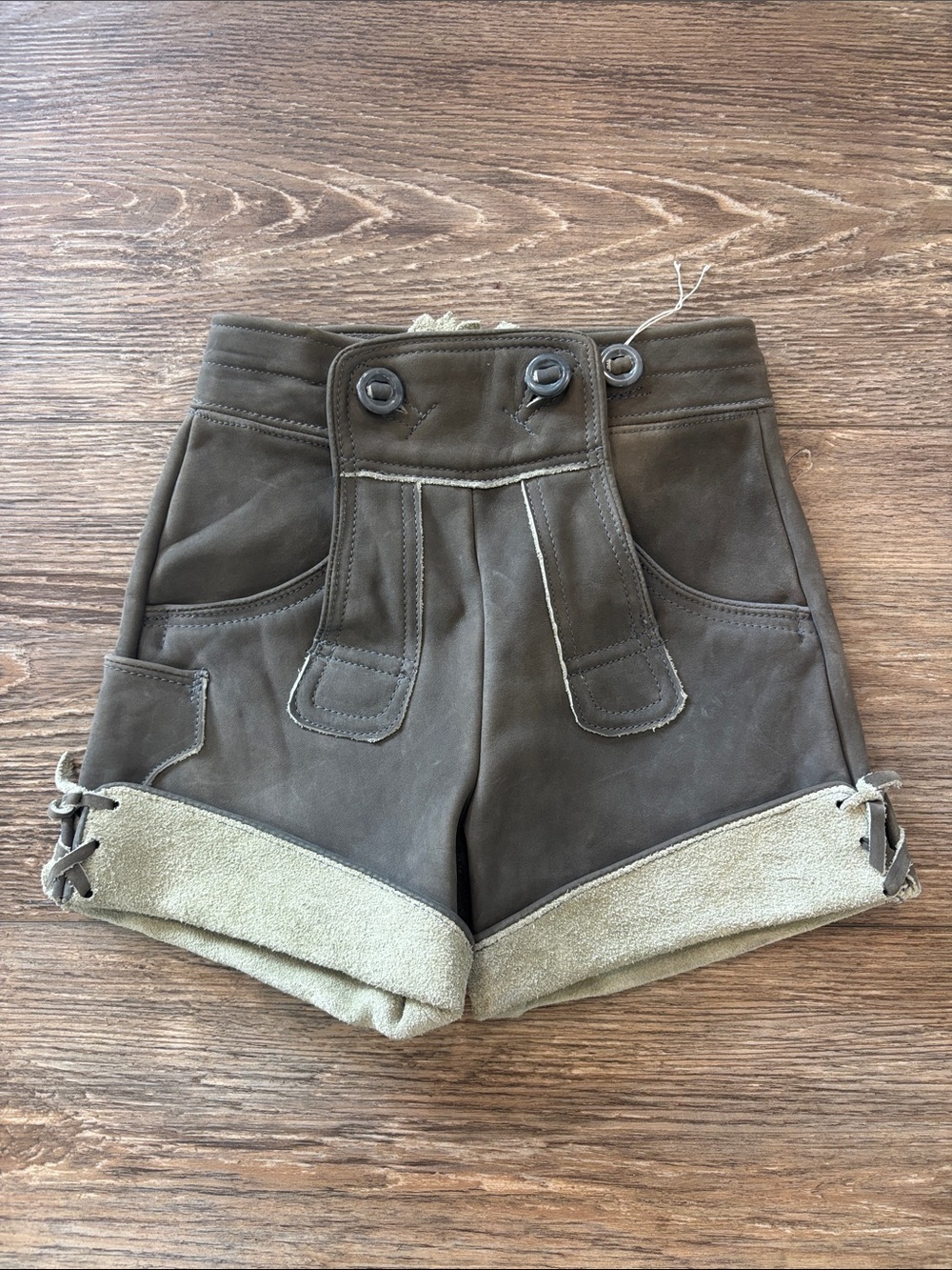 Vintage Toddler Genuine Suede Lederhosen Shorts German Oktoberfest Kids 2T 3T